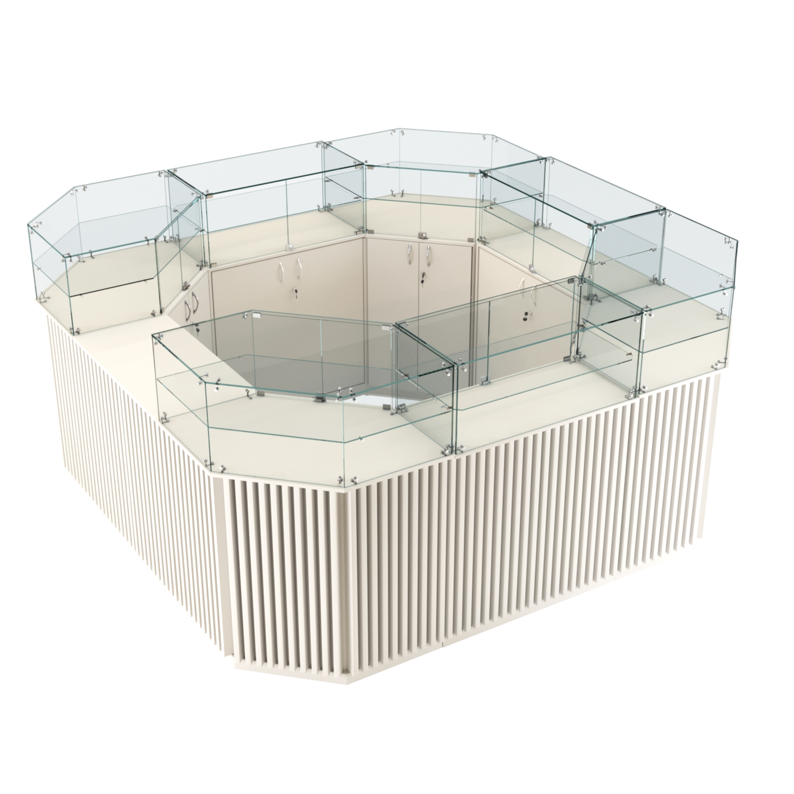 Торговый квадратный островок с планками серии ВЕРТИКАЛЬ №5 (7,88 кв.м) Белый