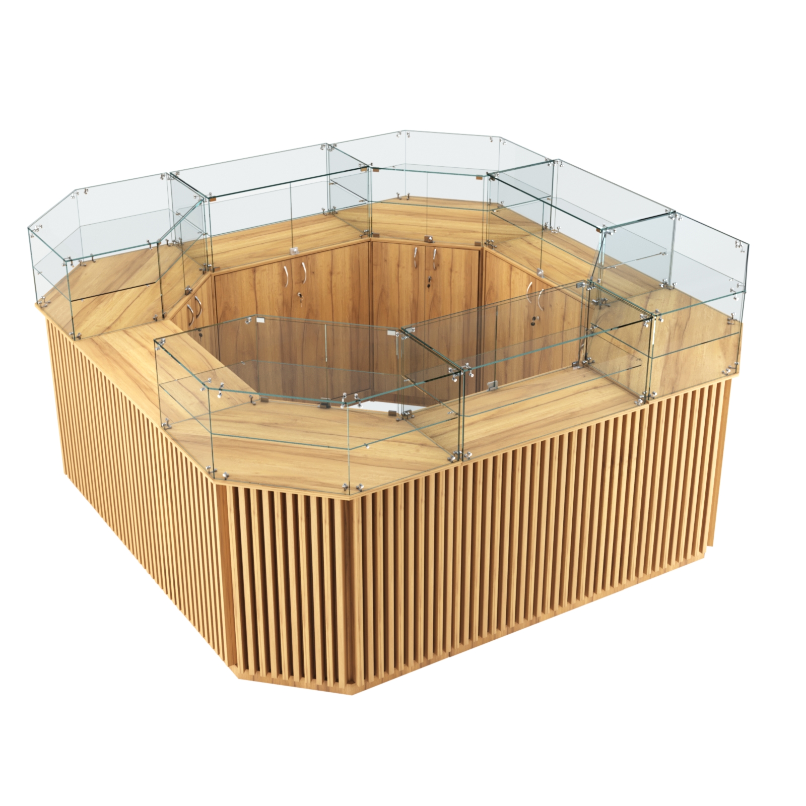 Торговый квадратный островок с планками серии ВЕРТИКАЛЬ №5 (7,88 кв.м) Дуб Золотистый