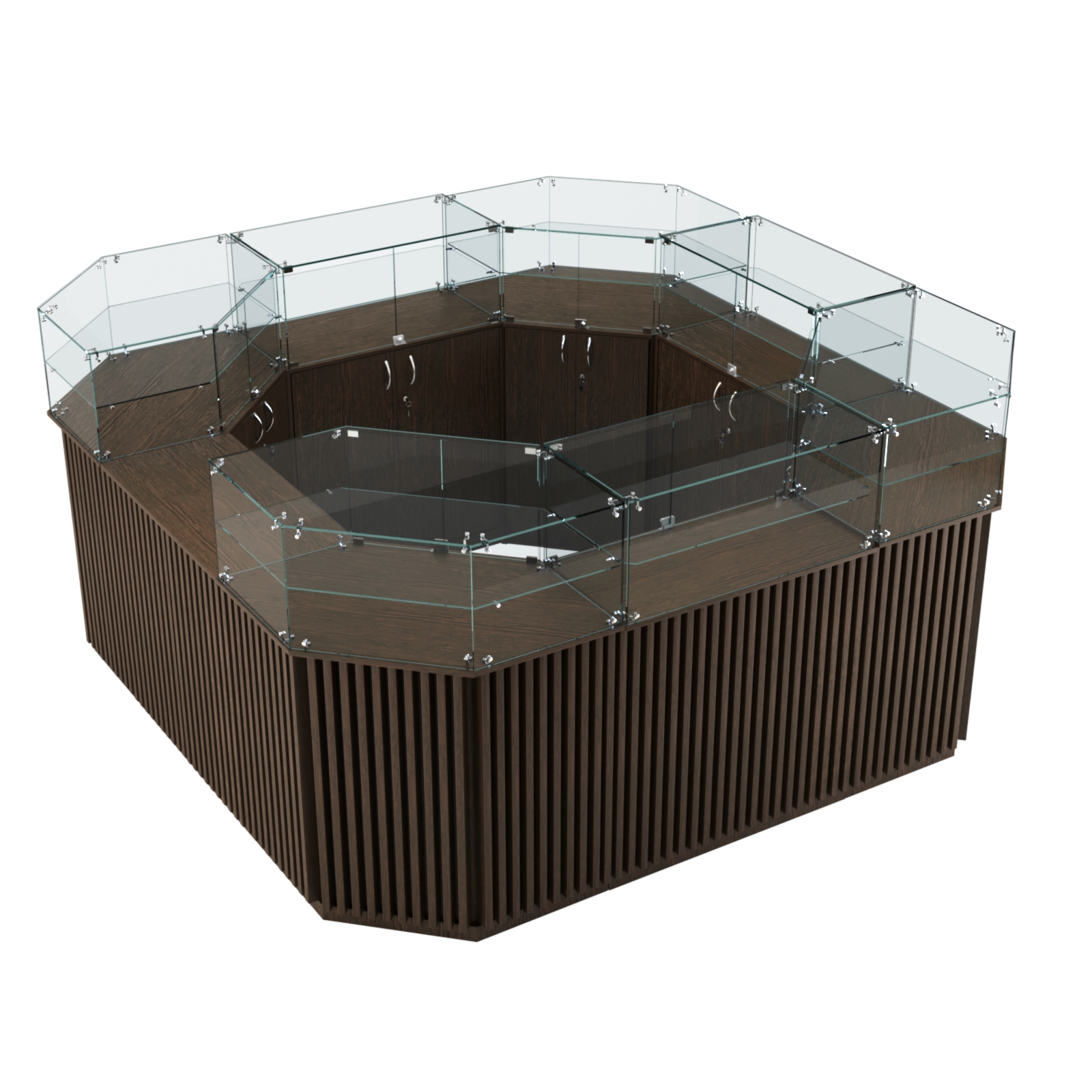 Торговый квадратный островок с планками серии ВЕРТИКАЛЬ №5 (7,88 кв.м) Дуб Венге