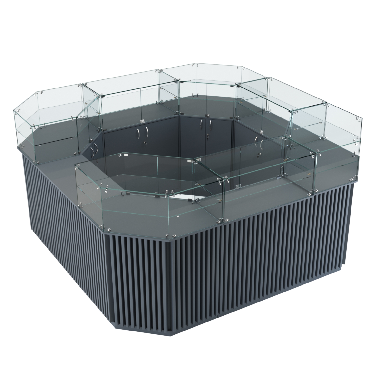 Торговый квадратный островок с планками серии ВЕРТИКАЛЬ №5 (7,88 кв.м) Темно-Серый