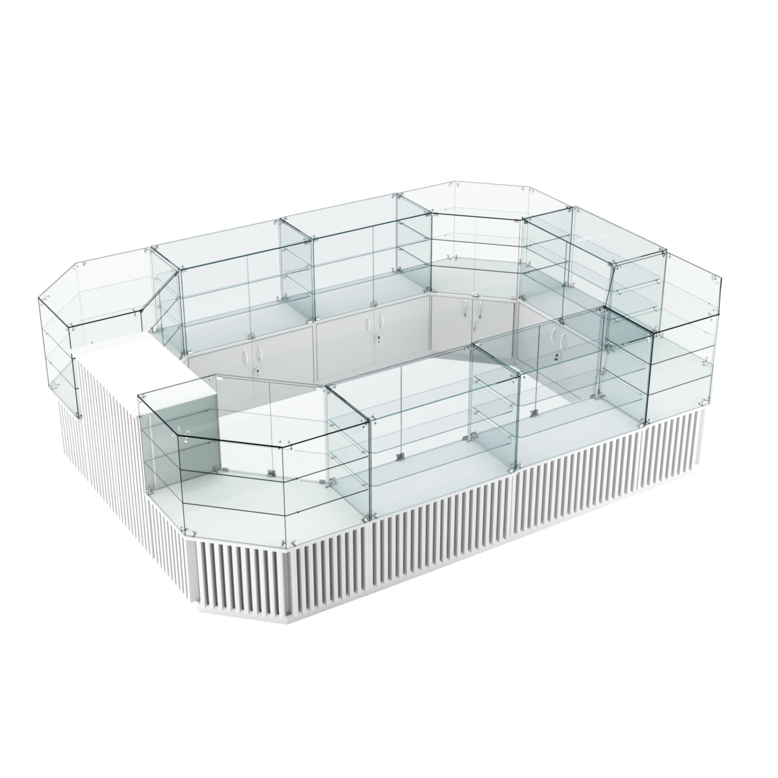 Торговый центральный островок с планками серии ВЕРТИКАЛЬ №3 (10,69 кв.м) Белый