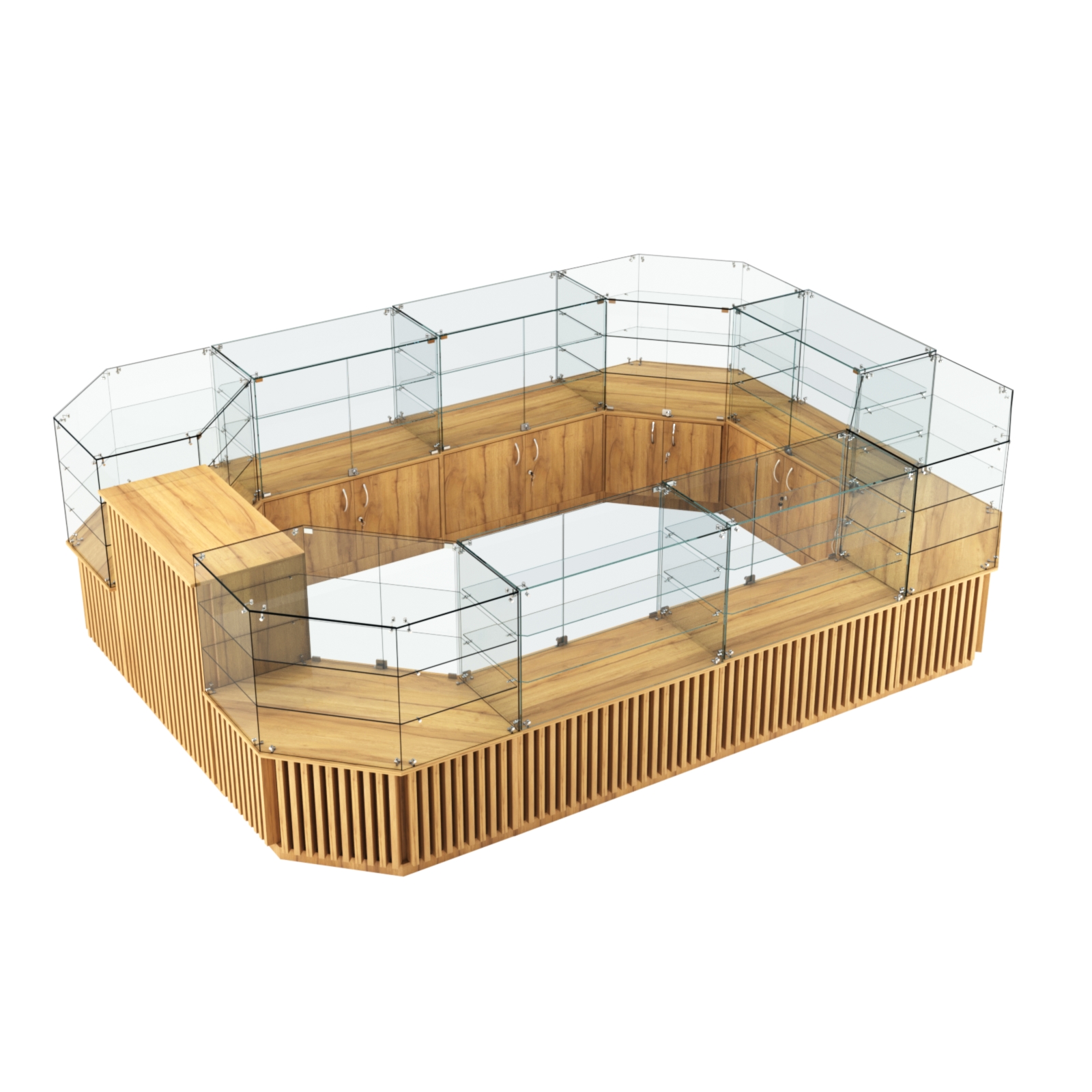 Торговый центральный островок с планками серии ВЕРТИКАЛЬ №3 (10,69 кв.м) Дуб Золотистый