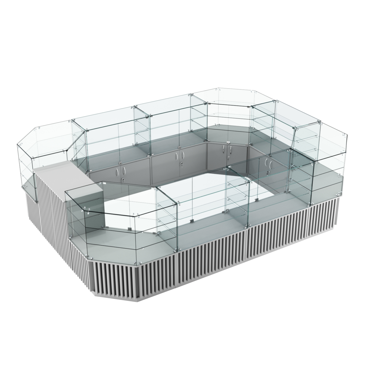 Торговый центральный островок с планками серии ВЕРТИКАЛЬ №3 (10,69 кв.м) Серый