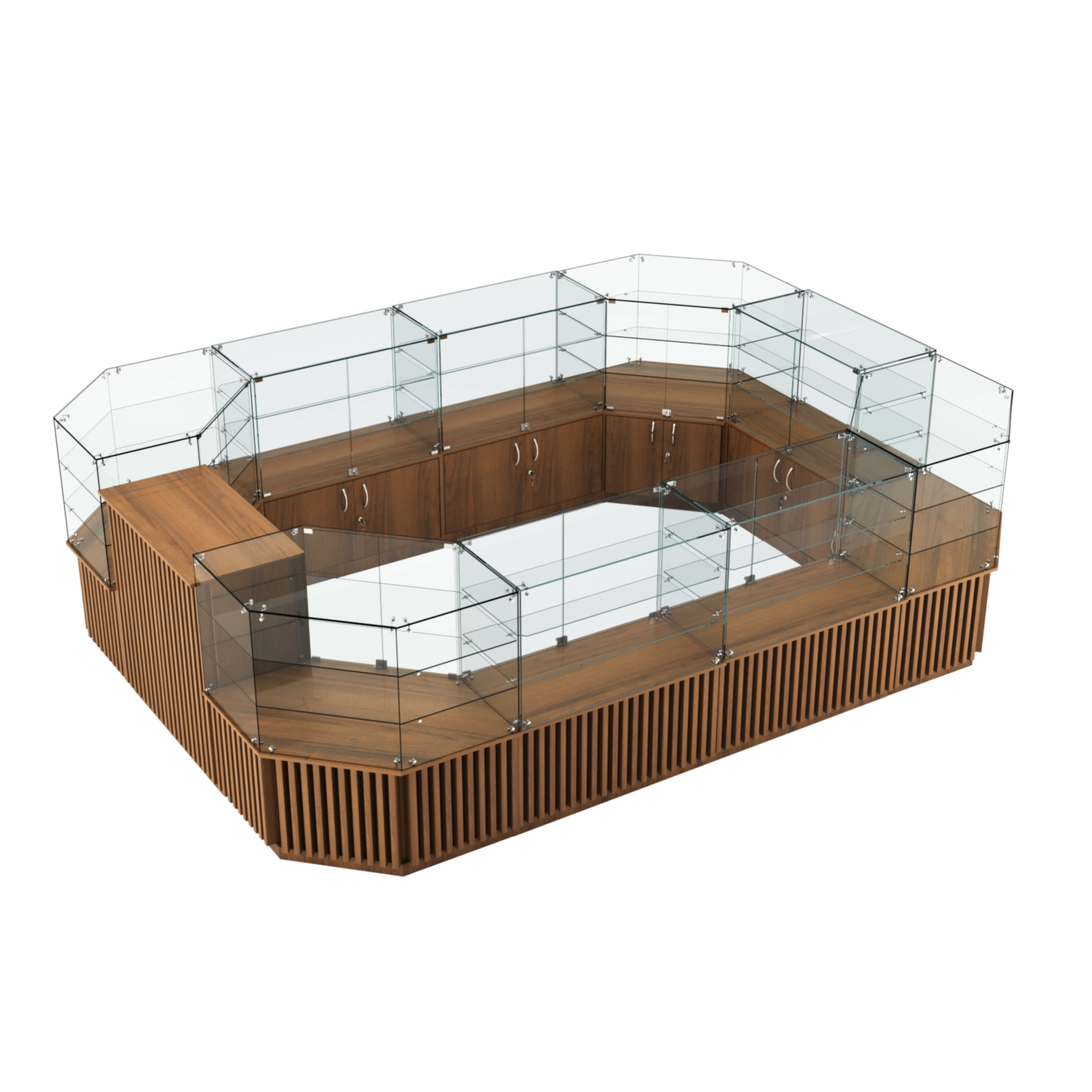 Торговый центральный островок с планками серии ВЕРТИКАЛЬ №3 (10,69 кв.м) Орех