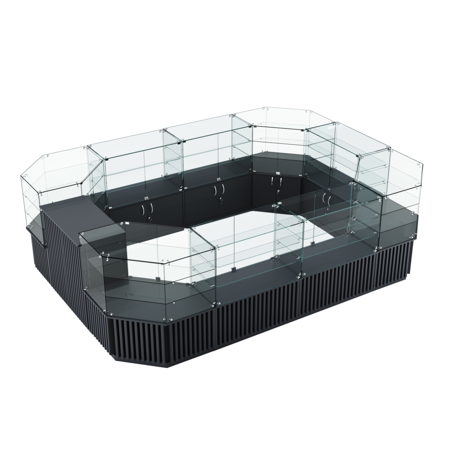 Торговый центральный островок с планками серии ВЕРТИКАЛЬ №3 (10,69 кв.м) Антрацит