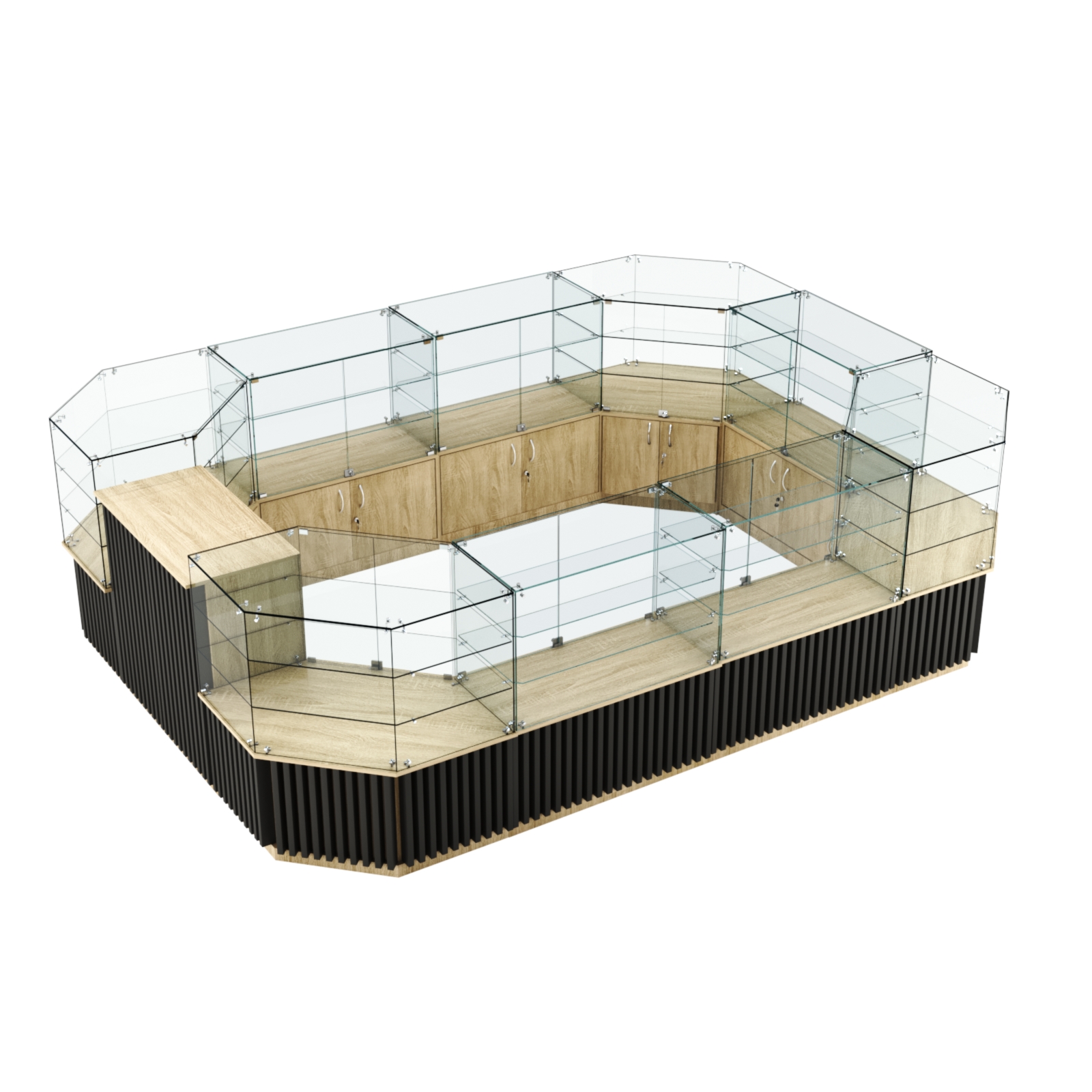 Торговый центральный островок с планками серии ВЕРТИКАЛЬ №3 (10,69 кв.м) Дуб сонома, Черный