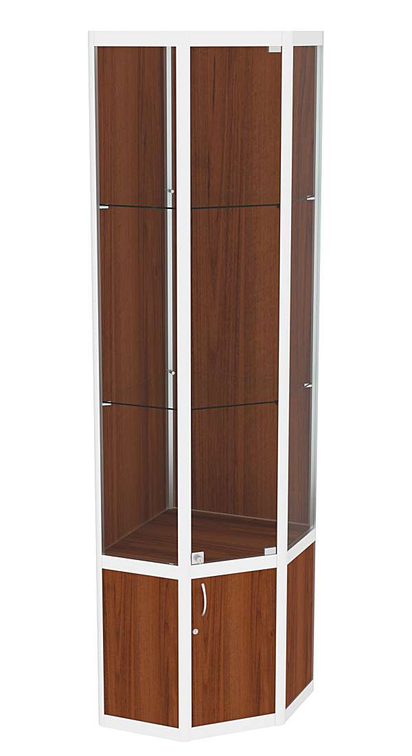 Витрина из профиля пятигранная угловая №2 Орех