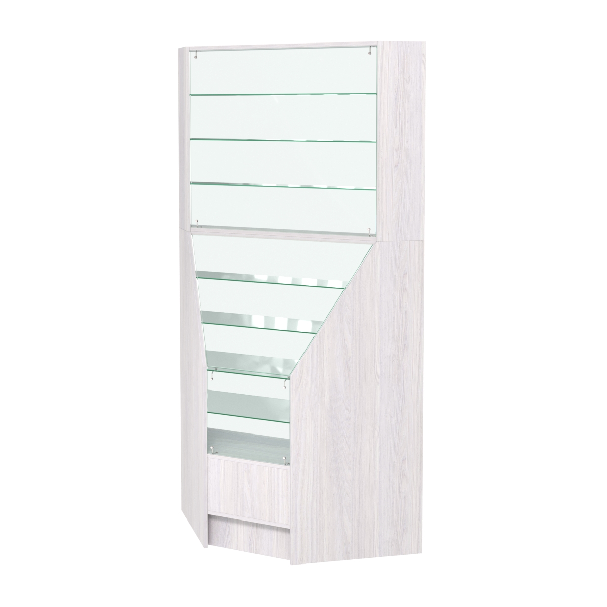 Витрина внутренняя угловая Алмаз №4 Ясень Анкор светлый