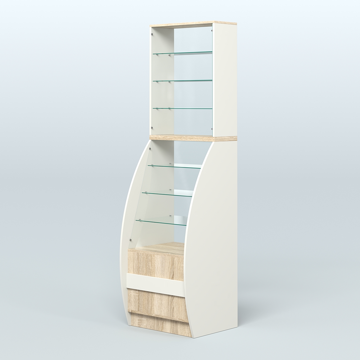 Витрина БРИЗ №1-600 Белый + Дуб Сонома