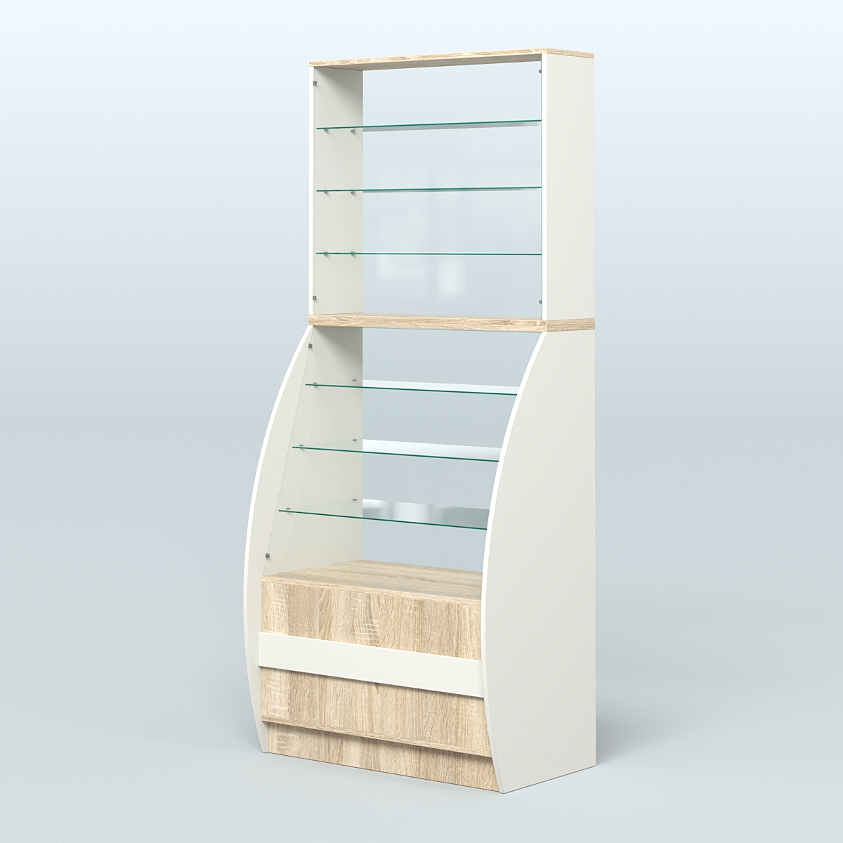 Витрина БРИЗ №1-900 Белый + Дуб Сонома