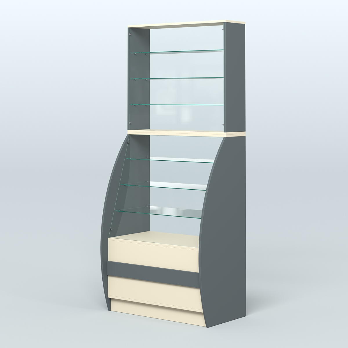 Витрина БРИЗ №1-900 Темно-серый и Крем Вайс U2601-U2236