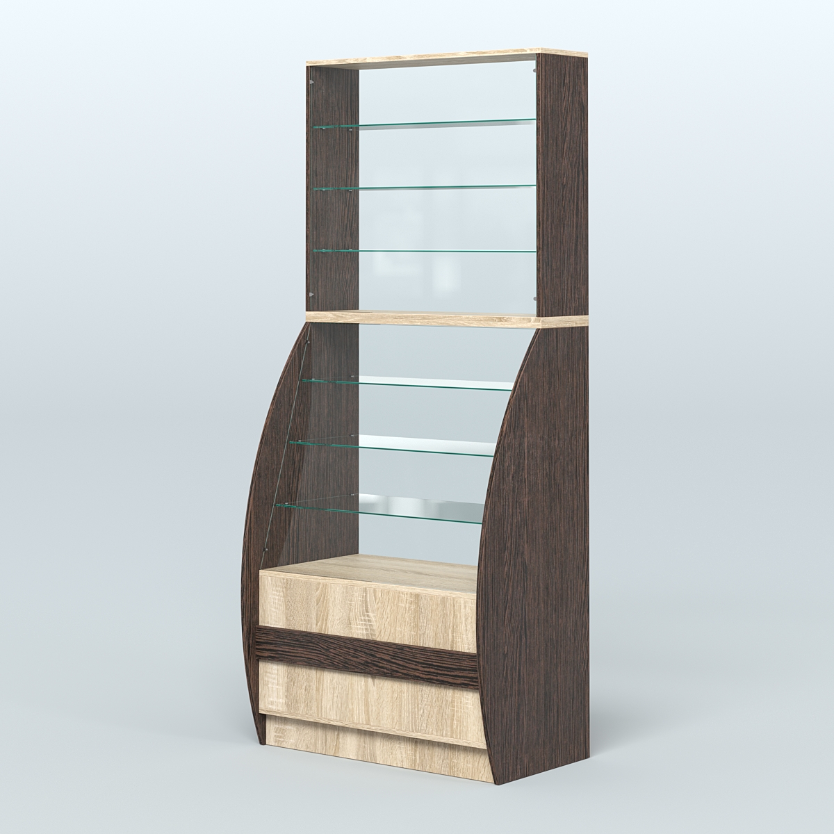 Витрина БРИЗ №1-900 Дуб Венге + Дуб Сонома