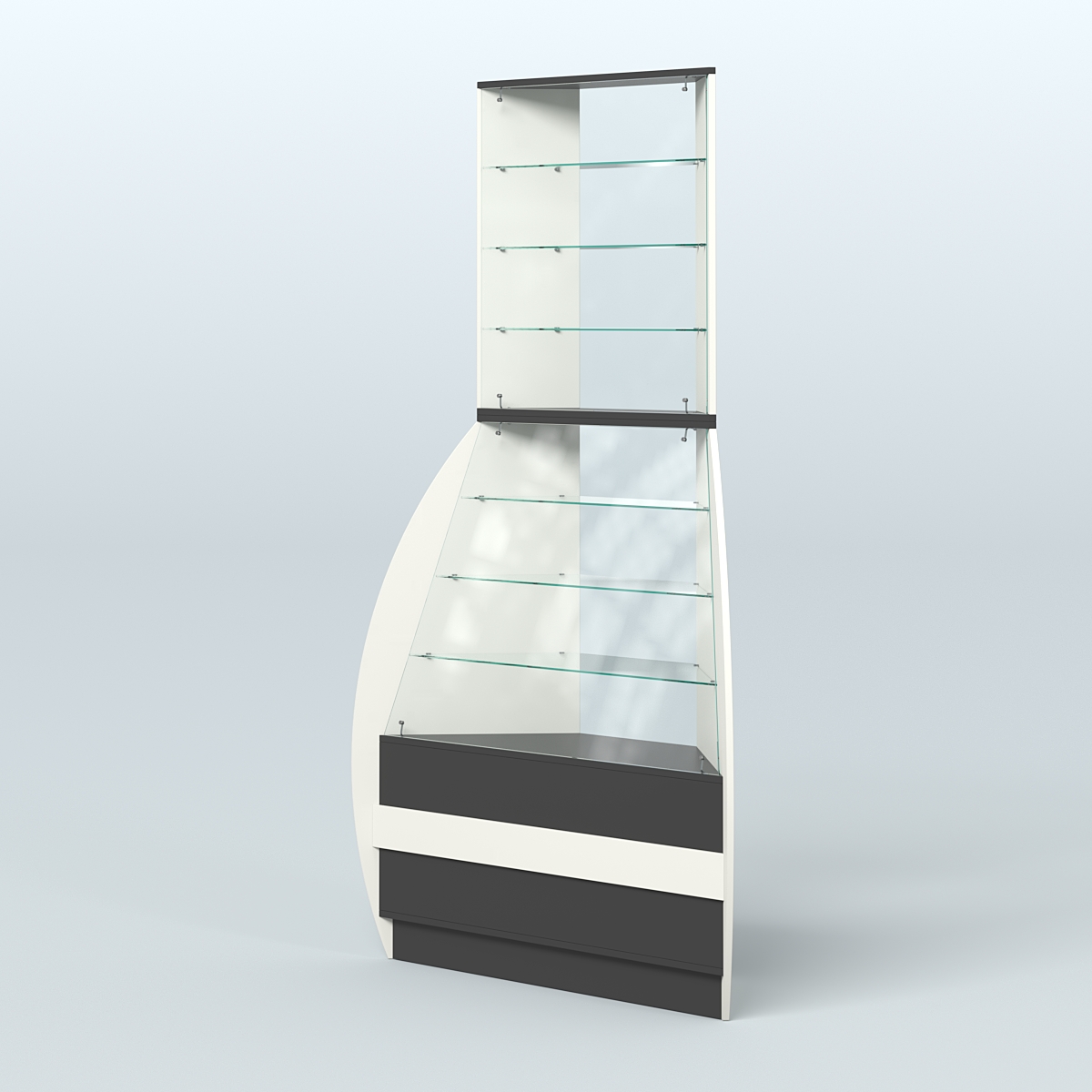 Витрина внешний угол БРИЗ №3 Белый и Черный