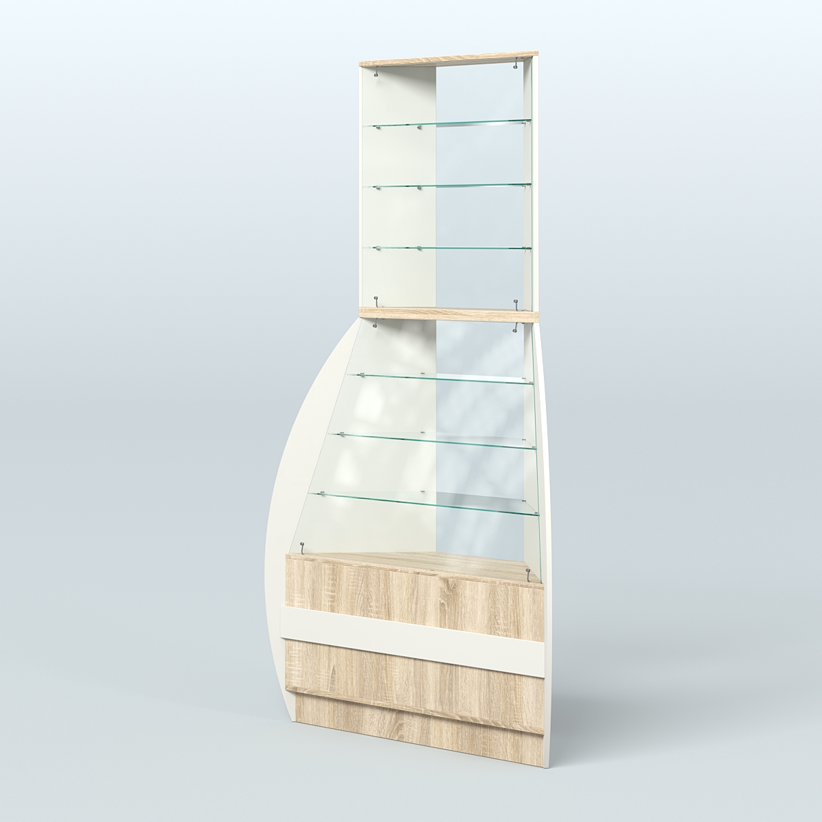 Витрина внешний угол БРИЗ №3 Белый + Дуб Сонома