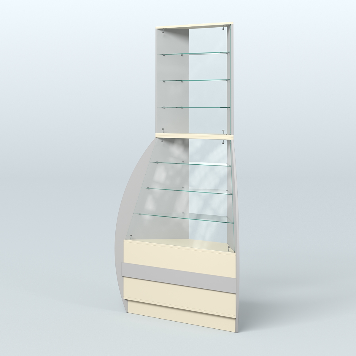 Витрина внешний угол БРИЗ №3 Серый + Крем Вайс