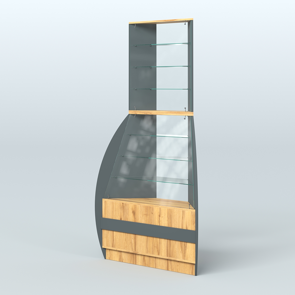 Витрина внешний угол БРИЗ №3 Темно-Серый  + Дуб Золотистый