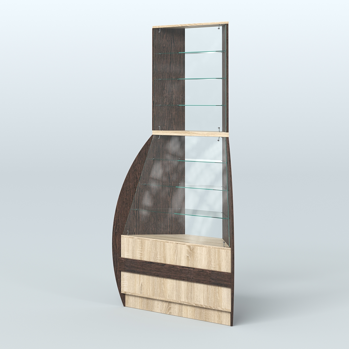 Витрина внешний угол БРИЗ №3 Дуб Венге + Дуб Сонома