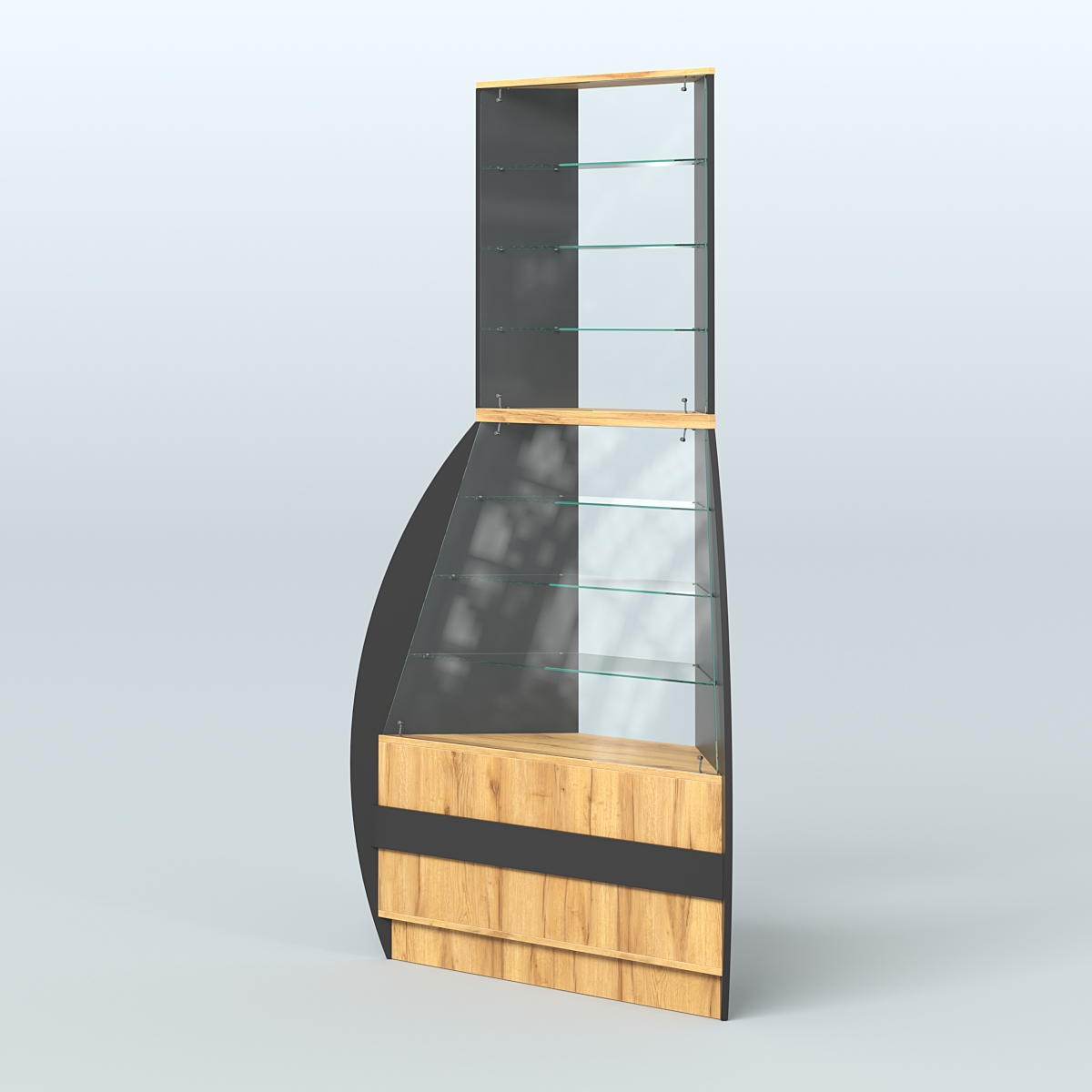 Витрина внешний угол БРИЗ №3 Черный и Дуб Золотистый 10-U1148