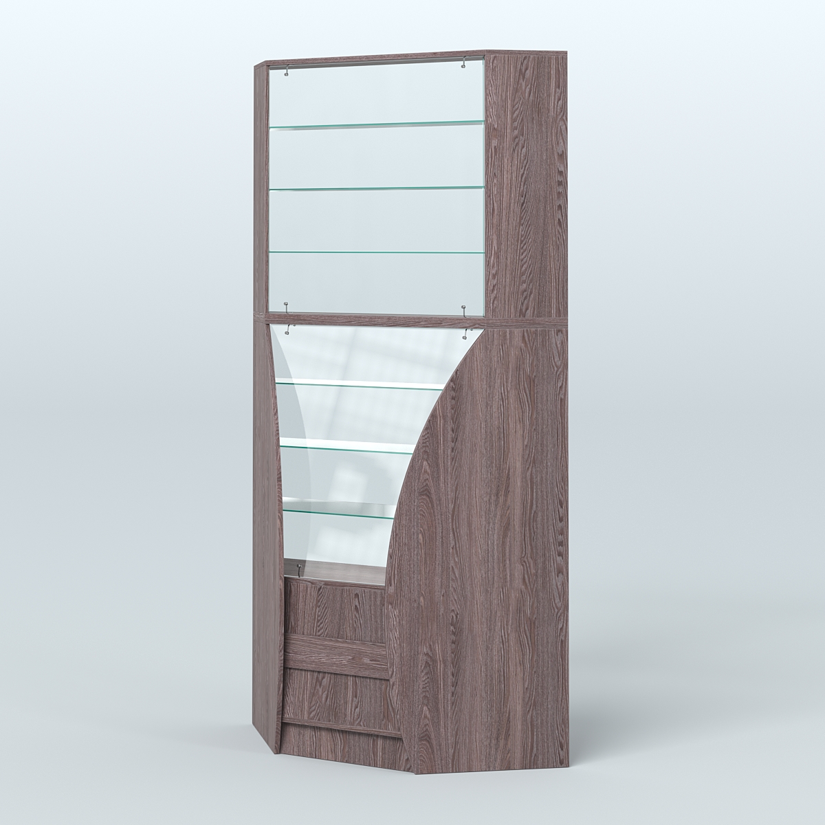 Витрина внутренний угол БРИЗ №4 Ясень Анкор темный