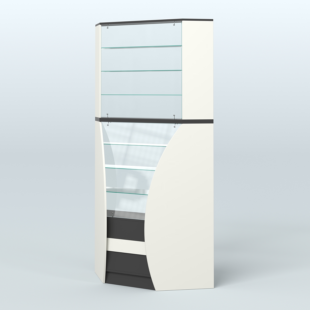 Витрина внутренний угол БРИЗ №4 Белый и Черный