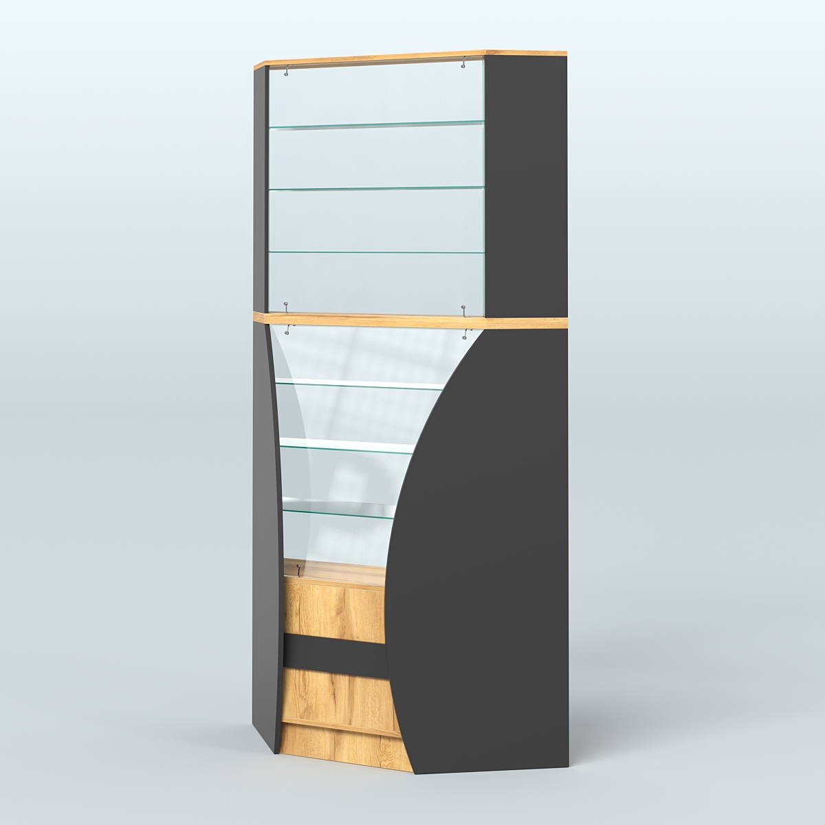 Витрина внутренний угол БРИЗ №4 Черный и Дуб Золотистый 10-U1148