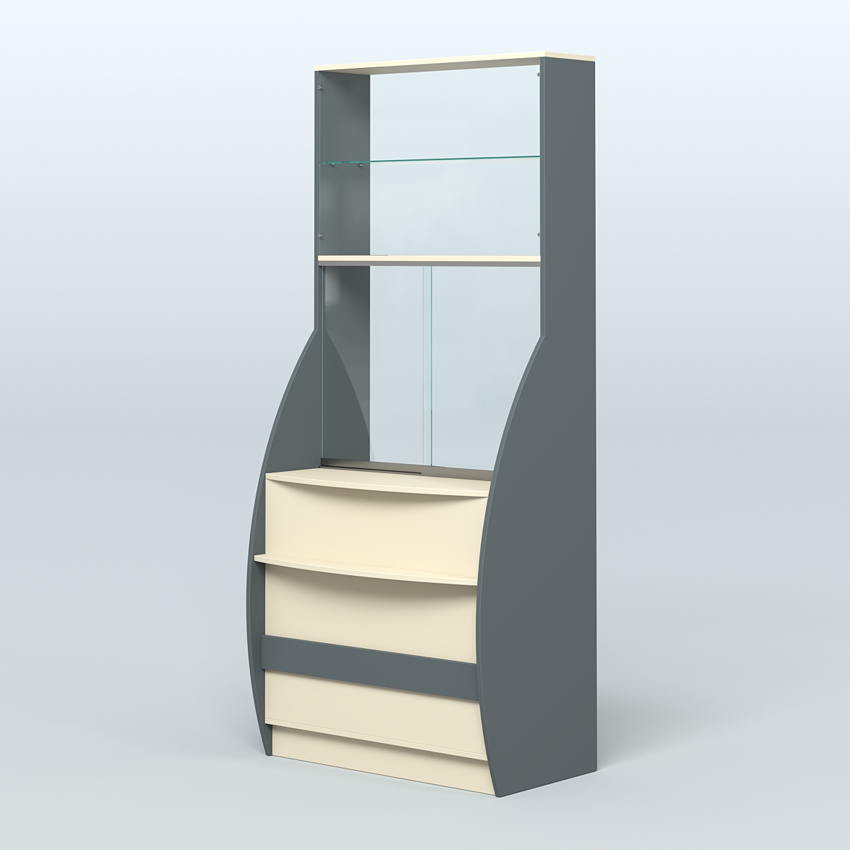 Витрина БРИЗ №5 с окном выдачи Темно-серый и Крем Вайс U2601-U2236