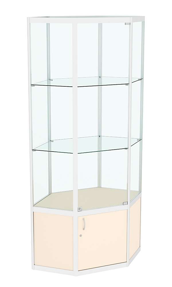 Витрина из профиля шестигранная угловая №2 Крем Вайс