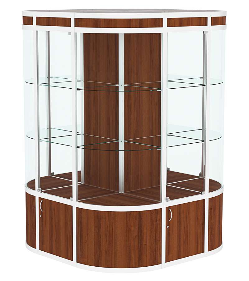 Витрина из профиля островная закругленная с секторами №1 Орех