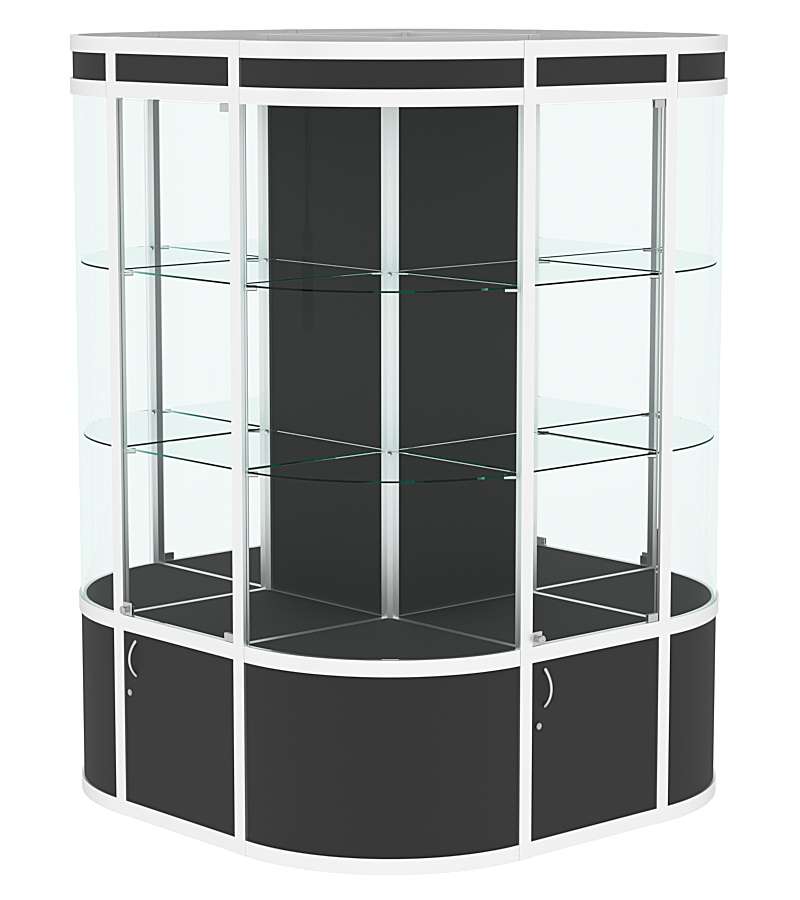 Витрина из профиля островная закругленная с секторами №1 Черный