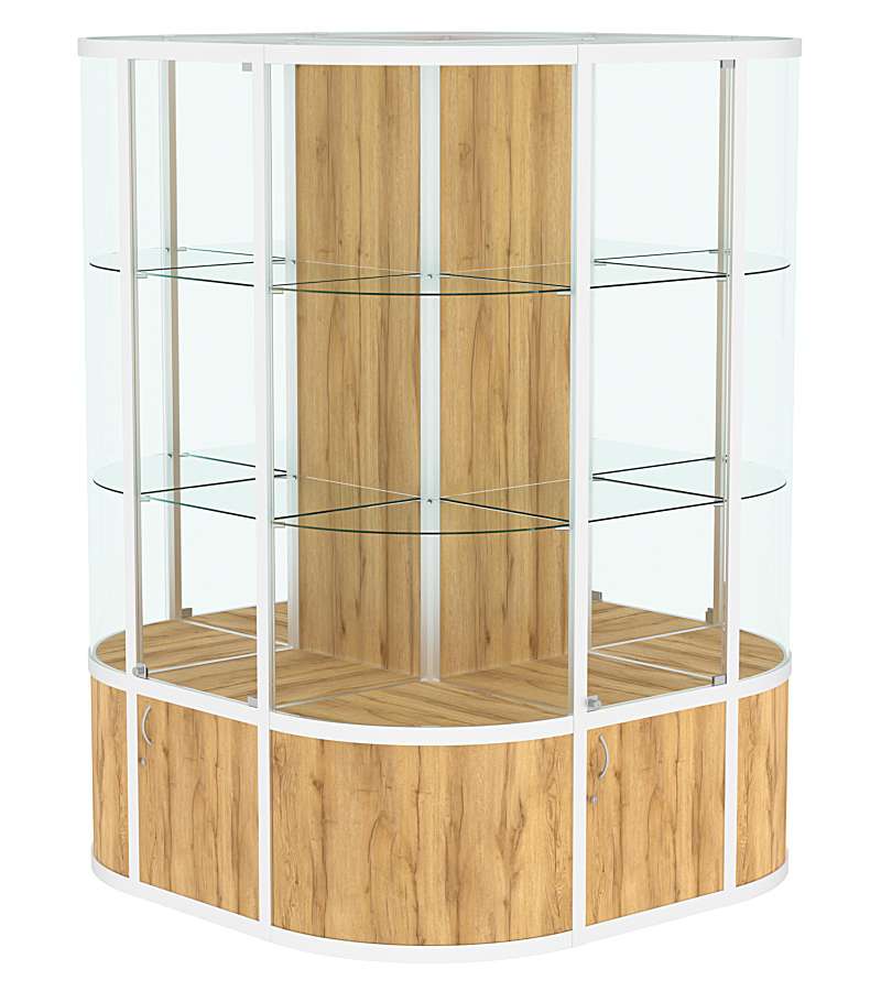 Витрина из профиля островная закругленная с секторами №2 Дуб Золотистый