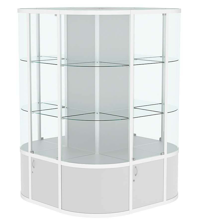 Витрина из профиля островная закругленная с секторами №2 Серый