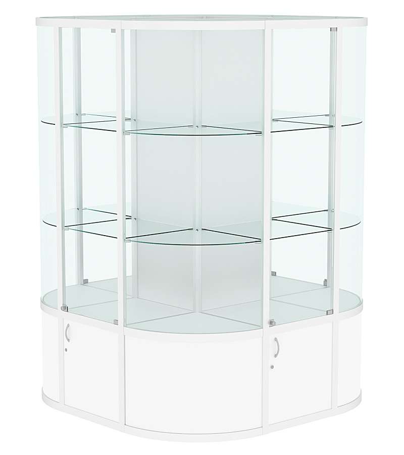 Витрина из профиля островная закругленная с секторами №2 Белый