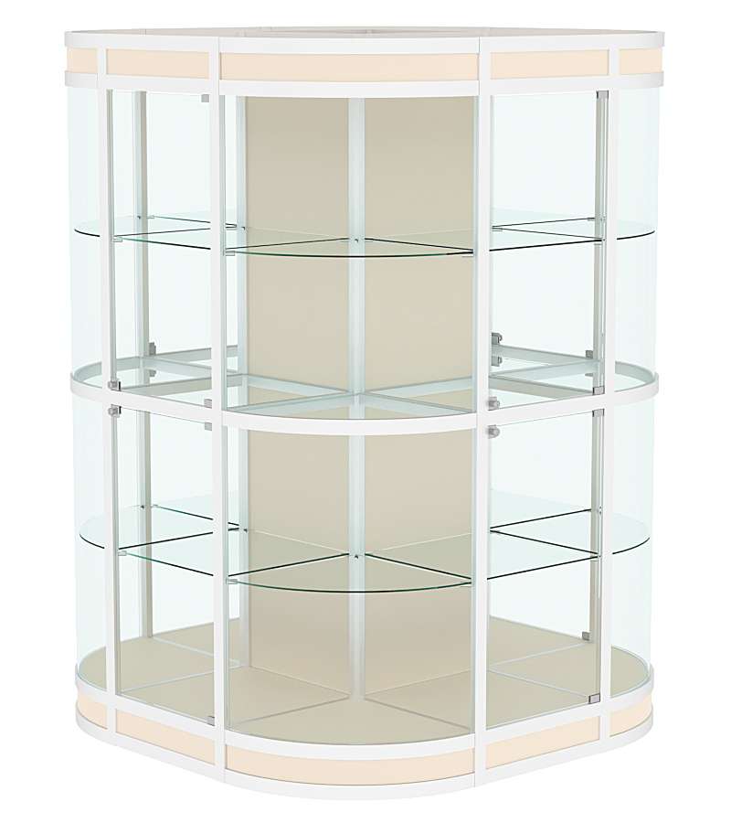 Витрина из профиля островная закругленная с секторами №3 Крем Вайс