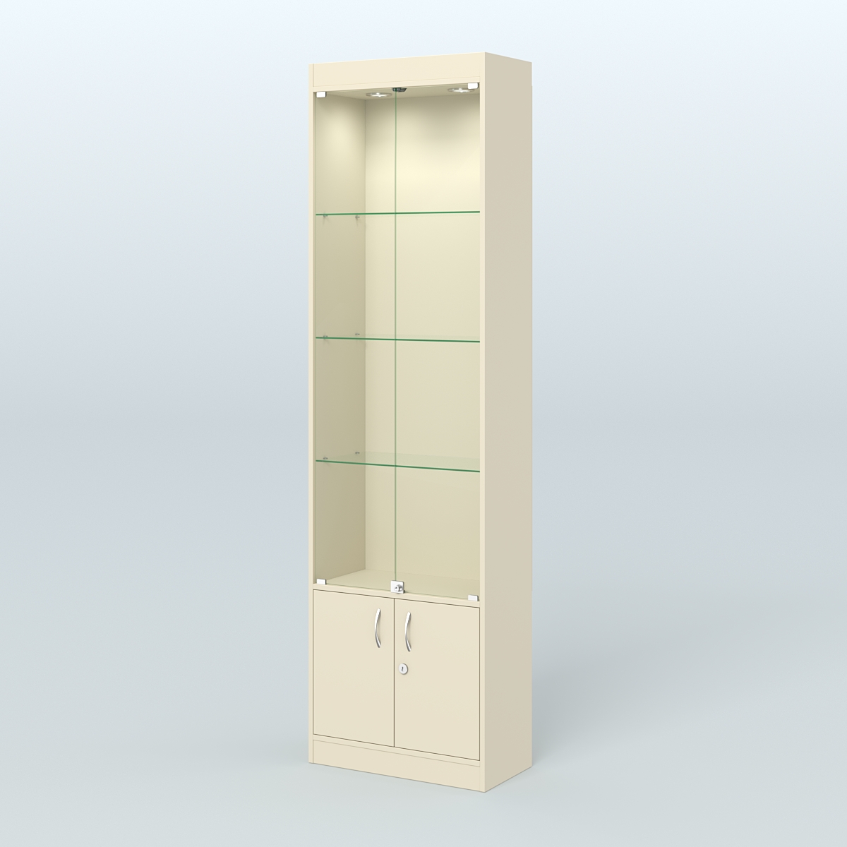 Витрина закрытая из ДСП с дверками для аптеки №2-300-1 Крем Вайс