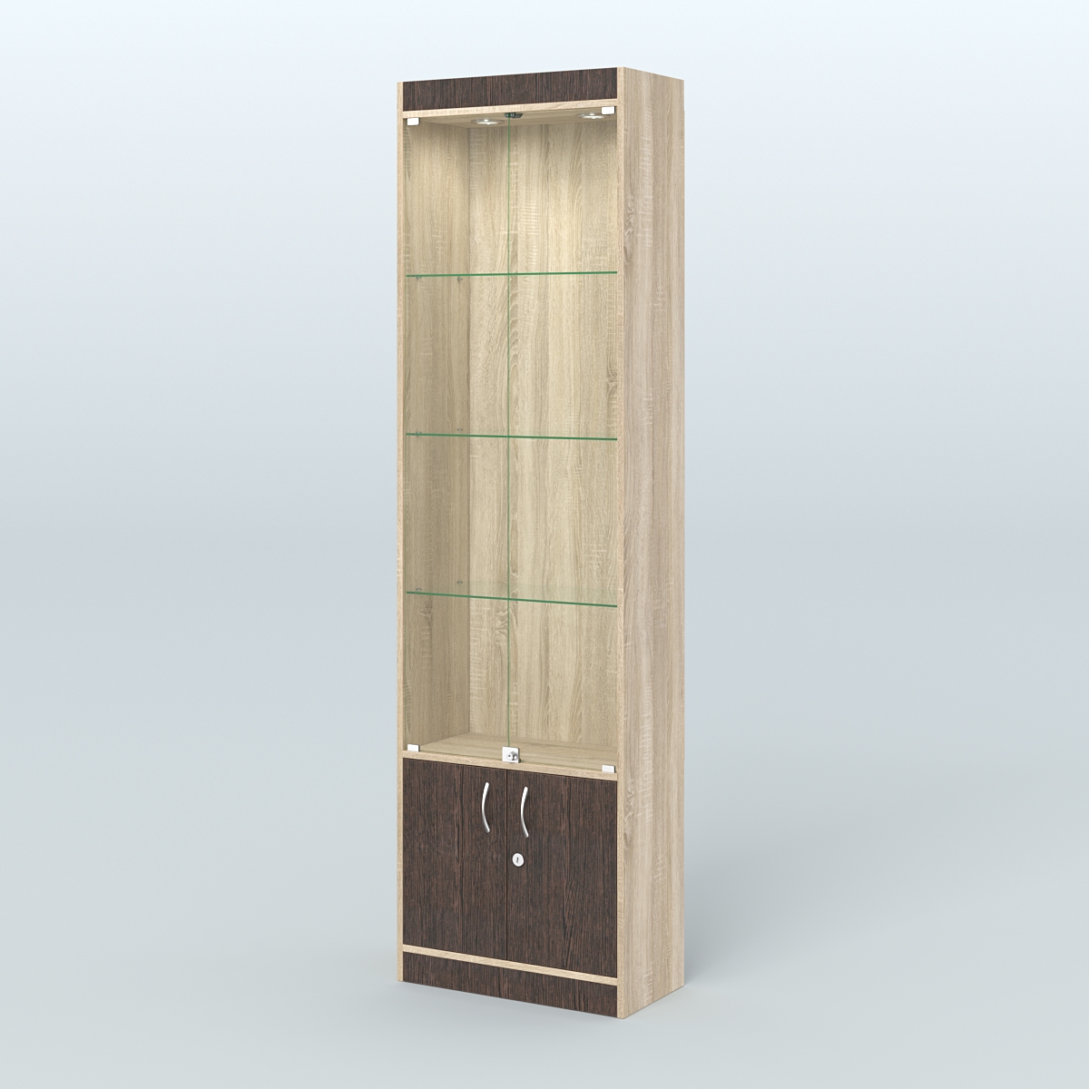 Витрина закрытая из ДСП с дверками для аптеки №2-300-1 Дуб Сонома + Дуб Венге