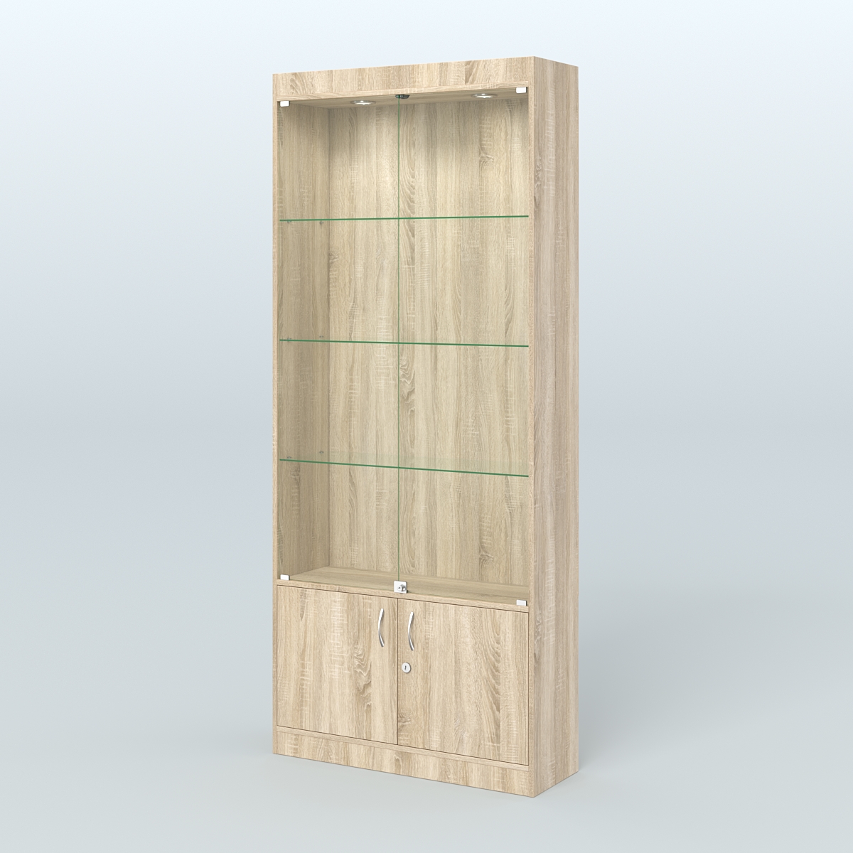 Витрина прямоугольная из ДСП с дверками для аптеки №1-300-1 Дуб Сонома