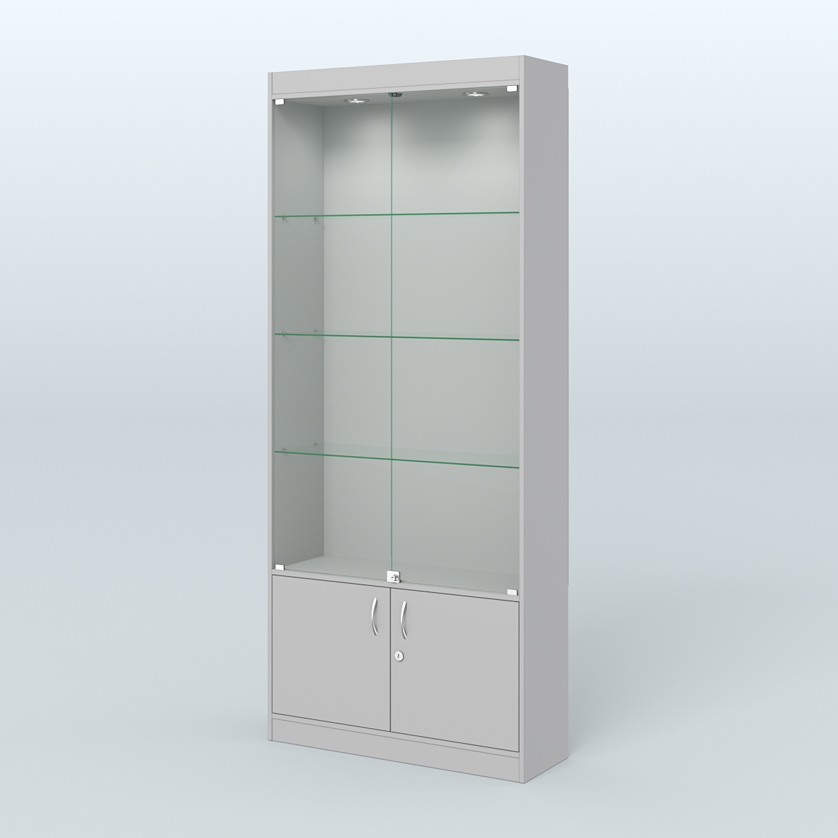 Витрина прямоугольная из ДСП с дверками для аптеки №1-300-1 Серый