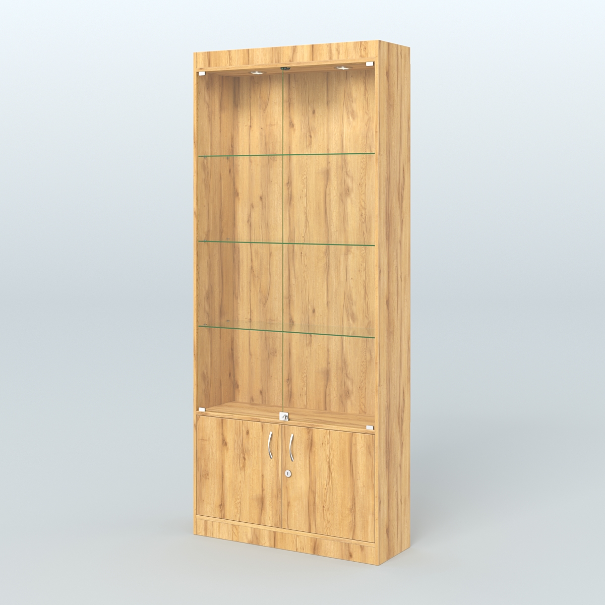 Витрина прямоугольная из ДСП с дверками для аптеки №1-300-1 Дуб Золотистый