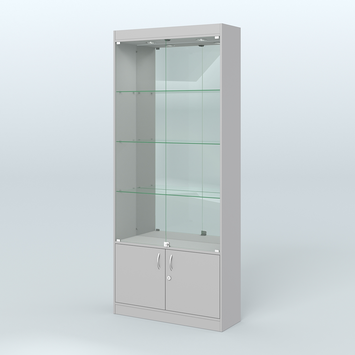 Витрина зеркальная из ДСП с дверками для аптеки №1-300-3 Серый