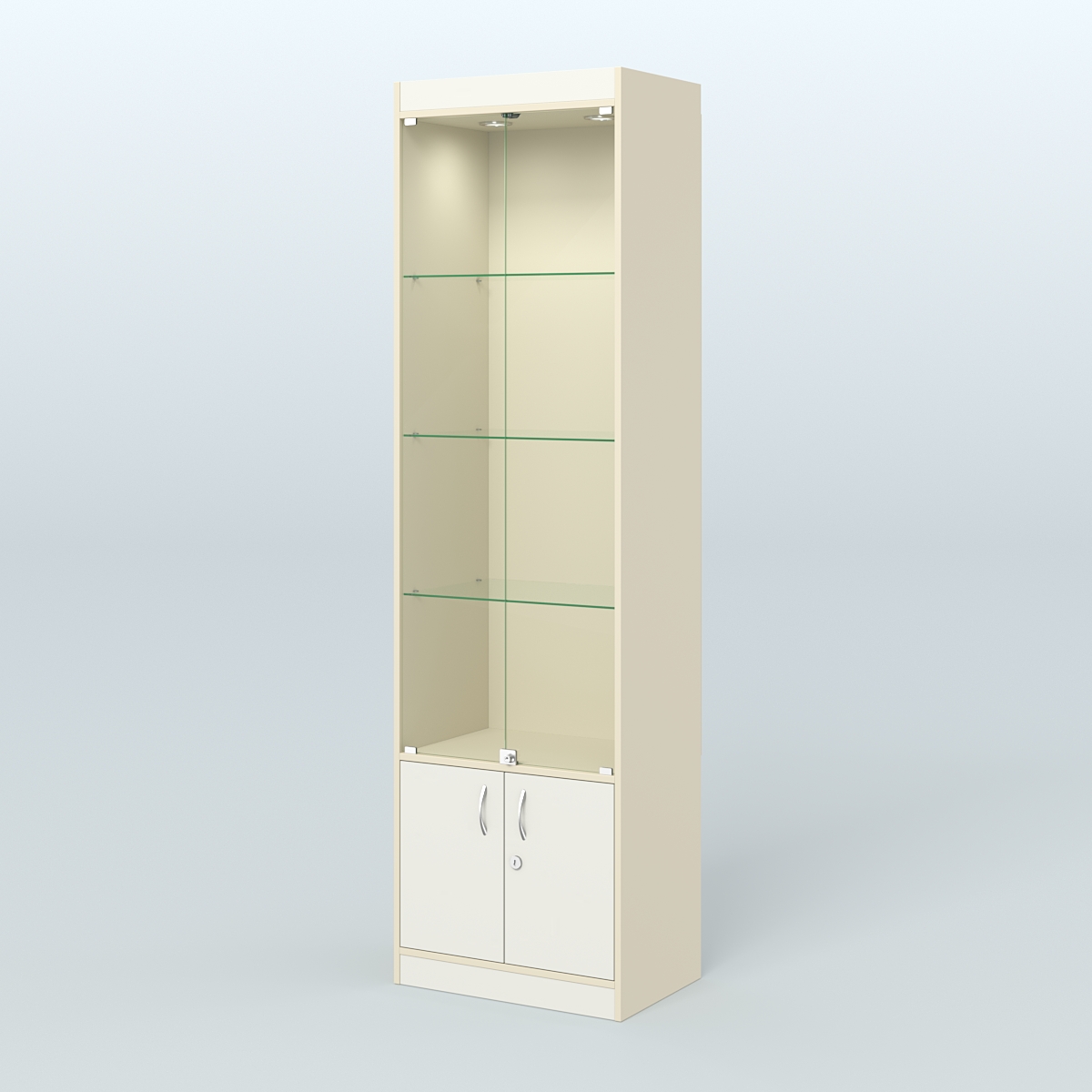 Витрина из ДСП с дверками для аптеки №2-400-1 Крем Вайс + Белый