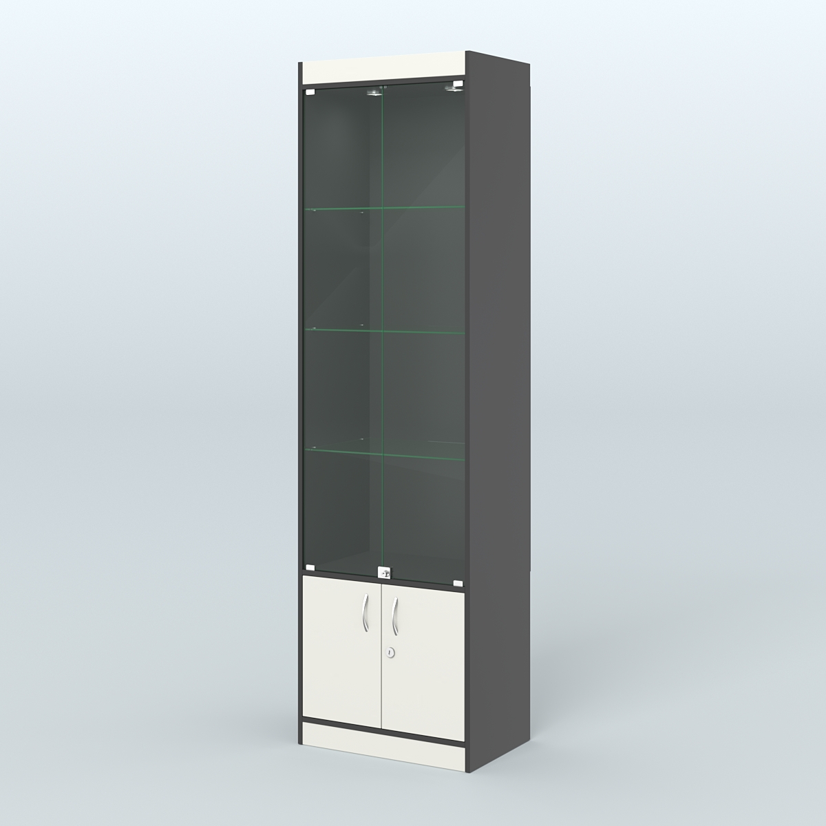 Витрина из ДСП с дверками для аптеки №2-400-1 Черный + Белый