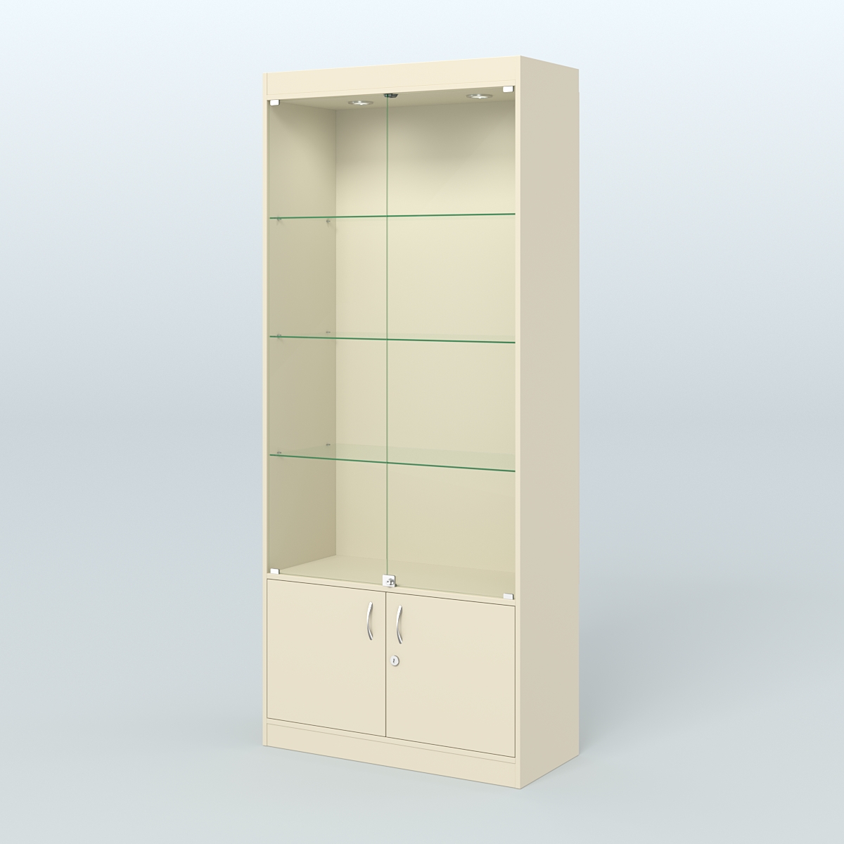 Витрина из ДСП со стеклянными дверками для аптеки №1-400-1 Крем Вайс