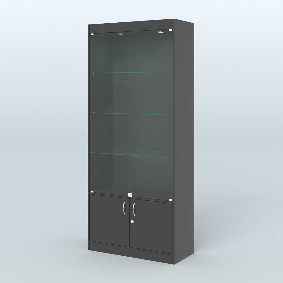 Витрина из ДСП со стеклянными дверками для аптеки №1-400-1 Черный