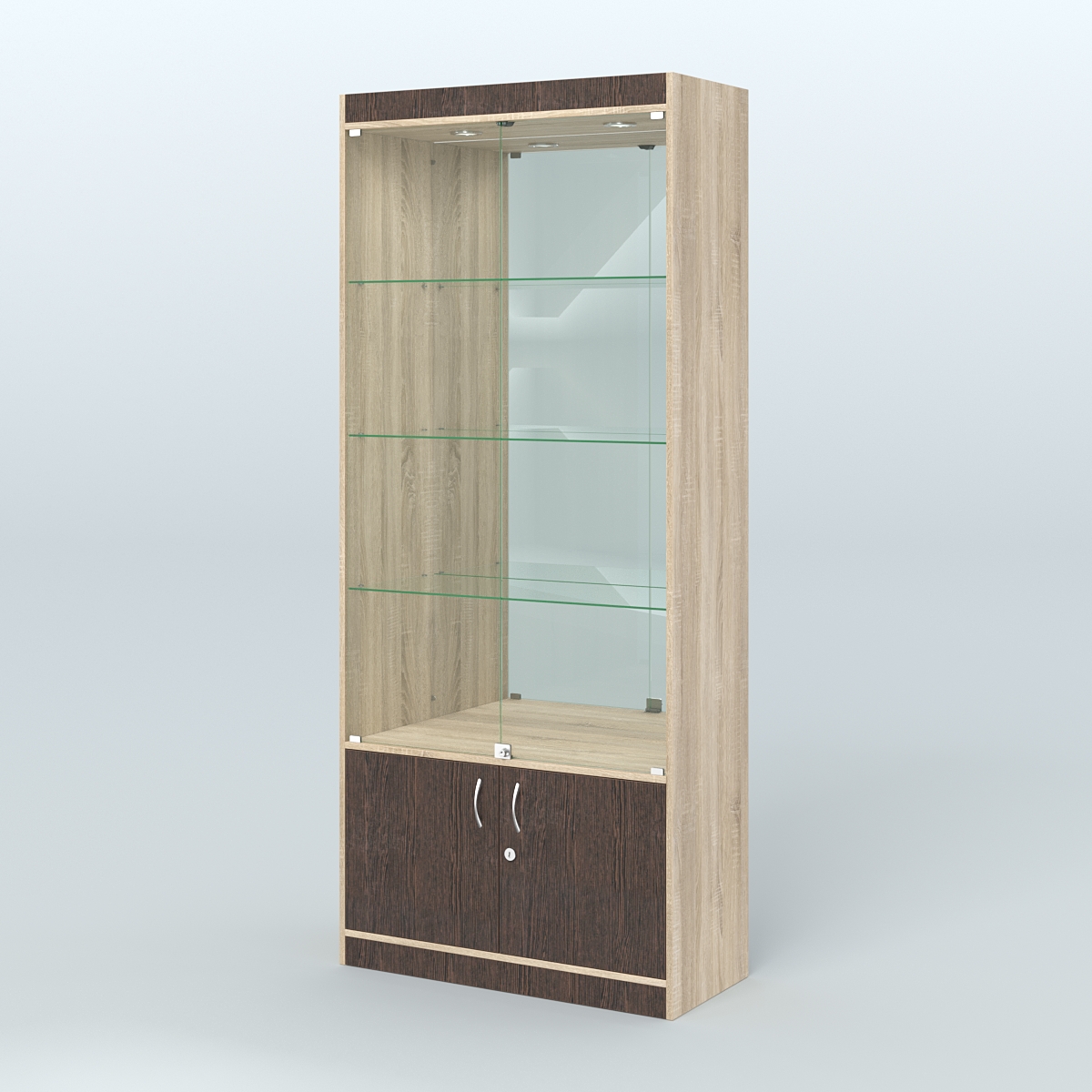 Витрина из ДСП для аптеки №1-400-3 Дуб Сонома + Дуб Венге