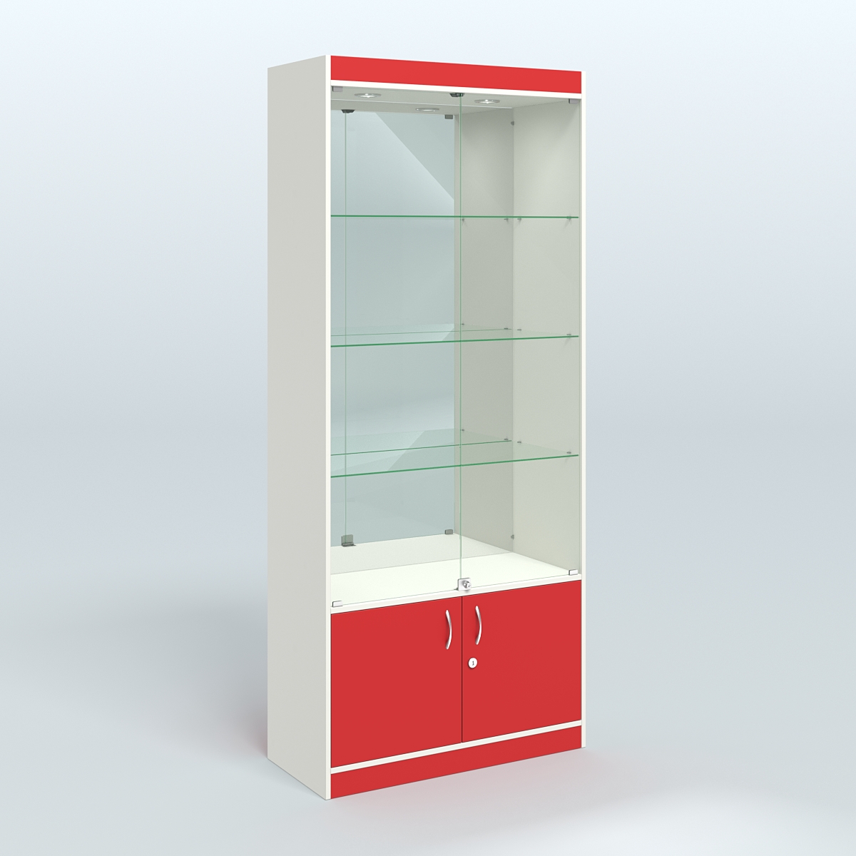 Витрина из ДСП для аптеки №1-400-3 Белый + Красный