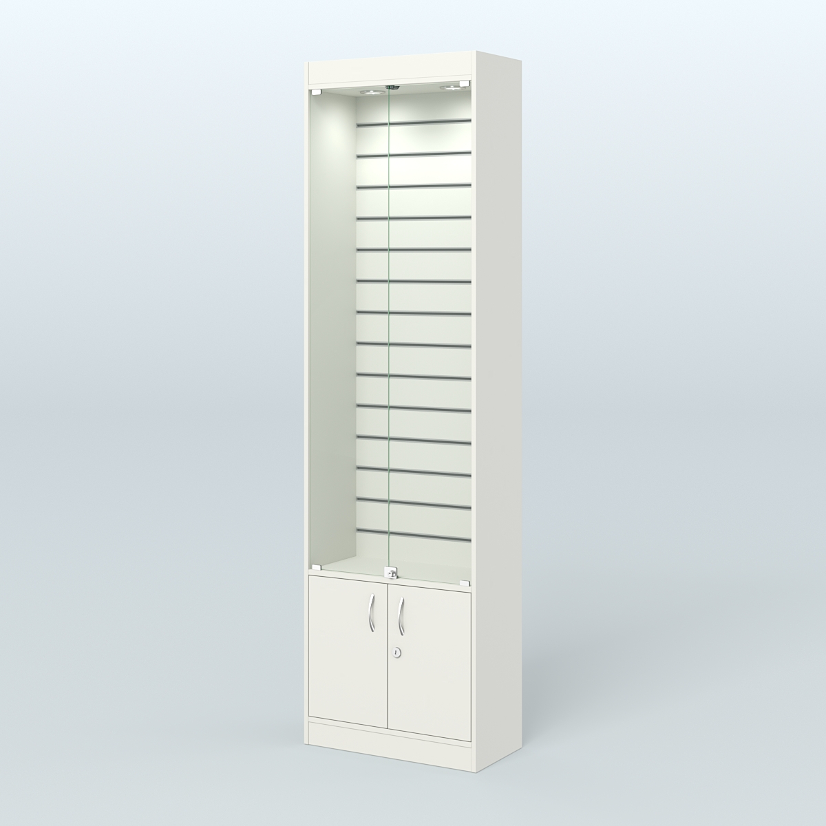 Витрина закрытая из ДСП с экономпанелью для аптеки №2-300-4 Белый