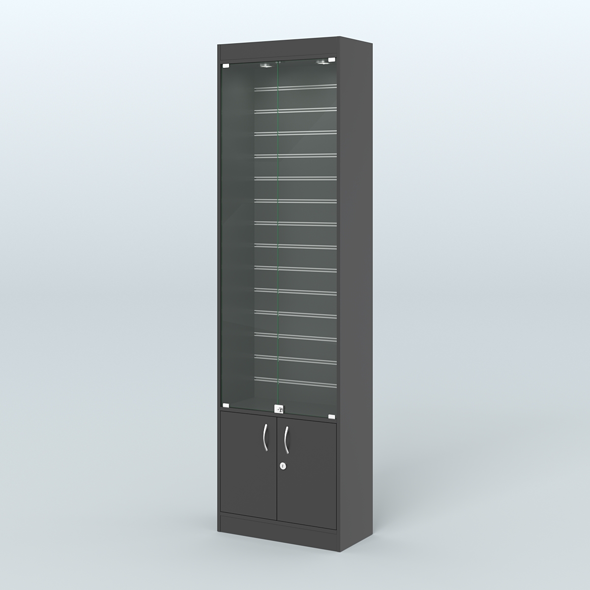 Витрина закрытая из ДСП с экономпанелью для аптеки №2-300-4 Черный