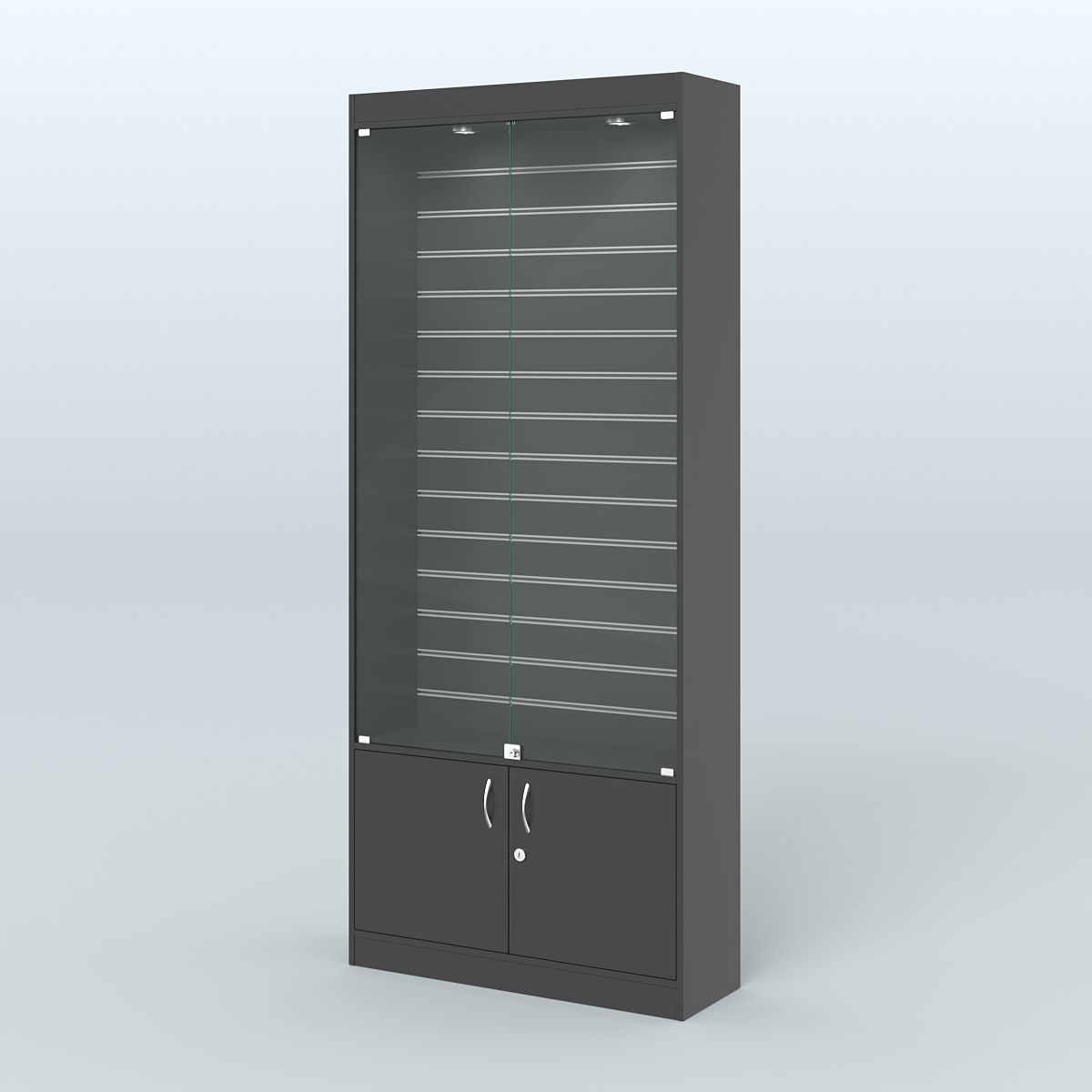 Витрина пристенная из ДСП с экономпанелью для аптеки №1-300-4 Черный