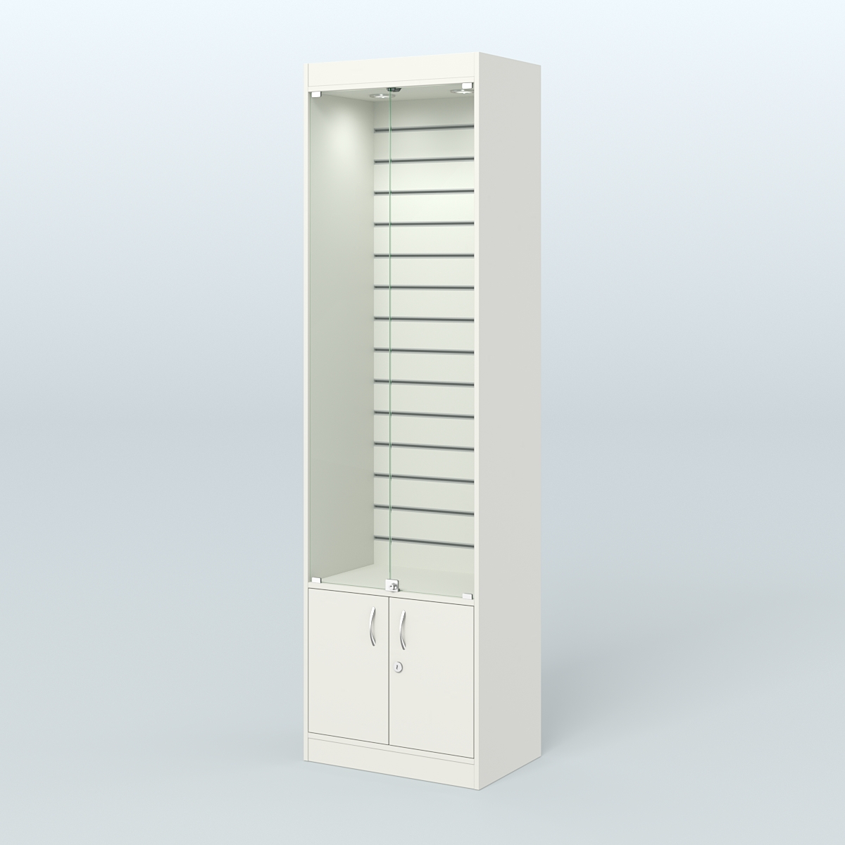 Витрина из ДСП с экономпанелью и дверками для аптеки №2-400-4 Белый