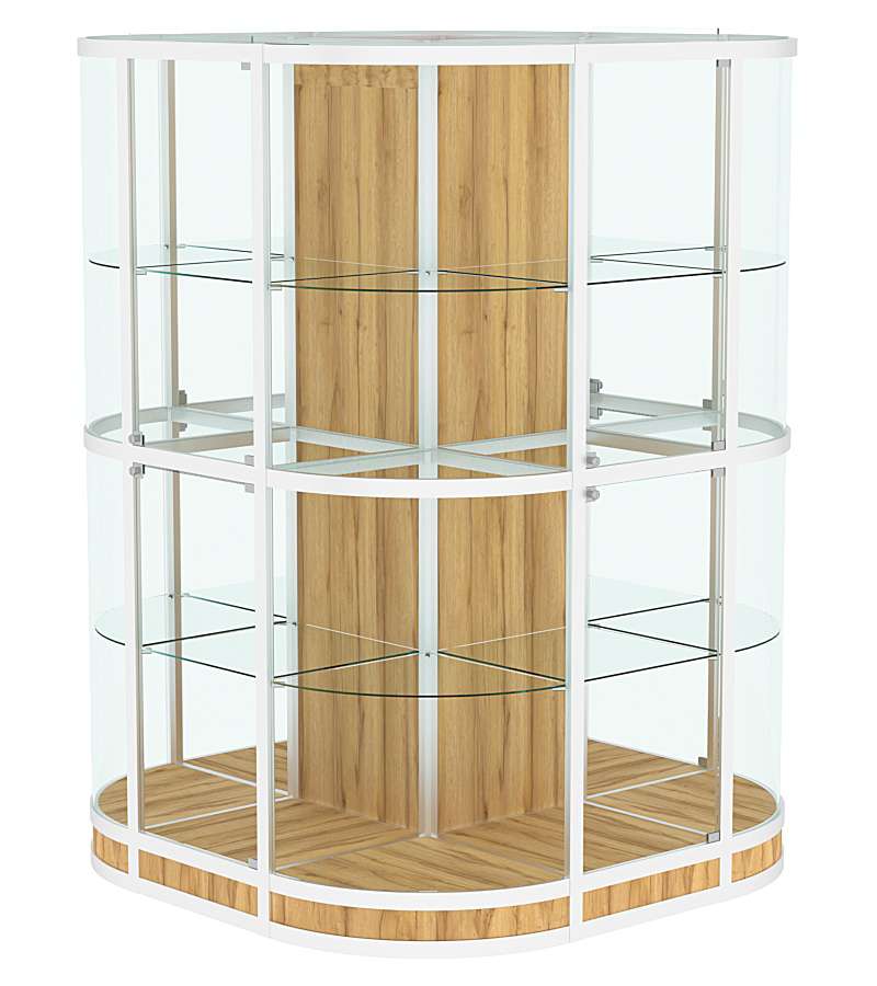 Витрина из профиля островная закругленная с секторами №4 Дуб Золотистый